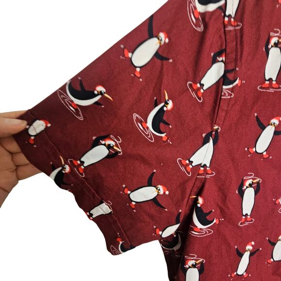 Denim & Flower Ricky Singh Button Front Red Penguin Shirt Short Sleeve Men M - Picture 4 of 8